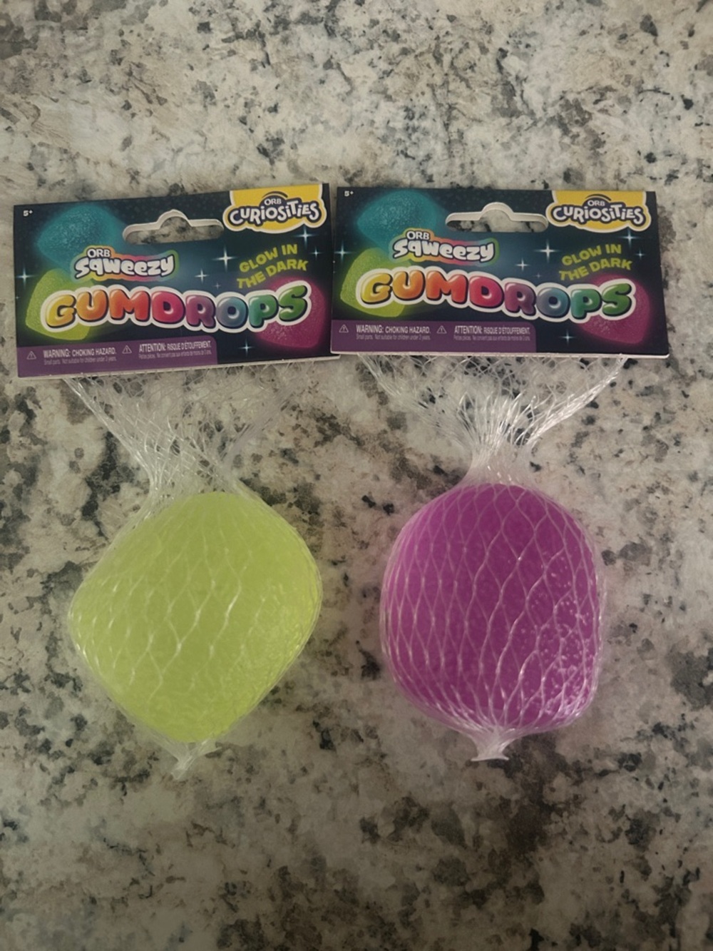 Orb Curiosities Gum Drop Bundle 2 PACK Yellow Purple Fidget Squishy Toys